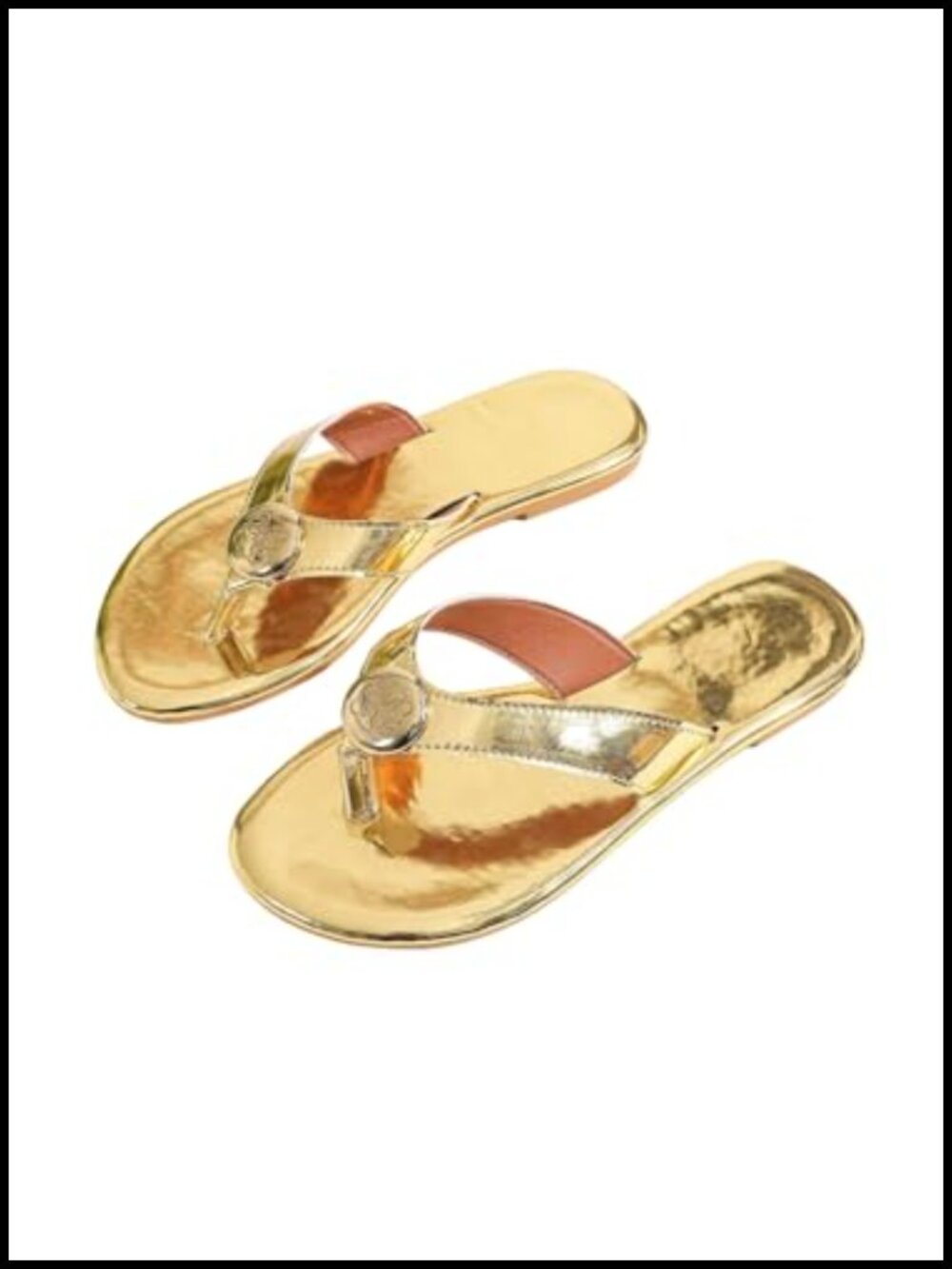 Faux Leather Flip Flop Sandals Open Toe Slip On Beach Flat Sandals
